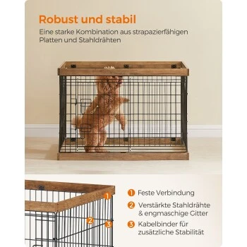 FEANDREA XXL Welpenauslauf Stahl-Gitter 92,5 Cm, 57,5 Cm, 64 Cm – Bild 7