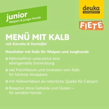 Fiete Junior Menü Mit Kalb, Karotte Und Kartoffel Deutsches Premium-Nassfutter 6x400g Dose – Bild 5