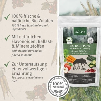Aniforte BIO BARF Püree Karotte & Cranberry 5 X 150g – Bild 3